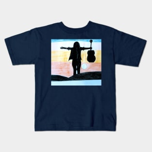 A girl holding Guitar Kids T-Shirt